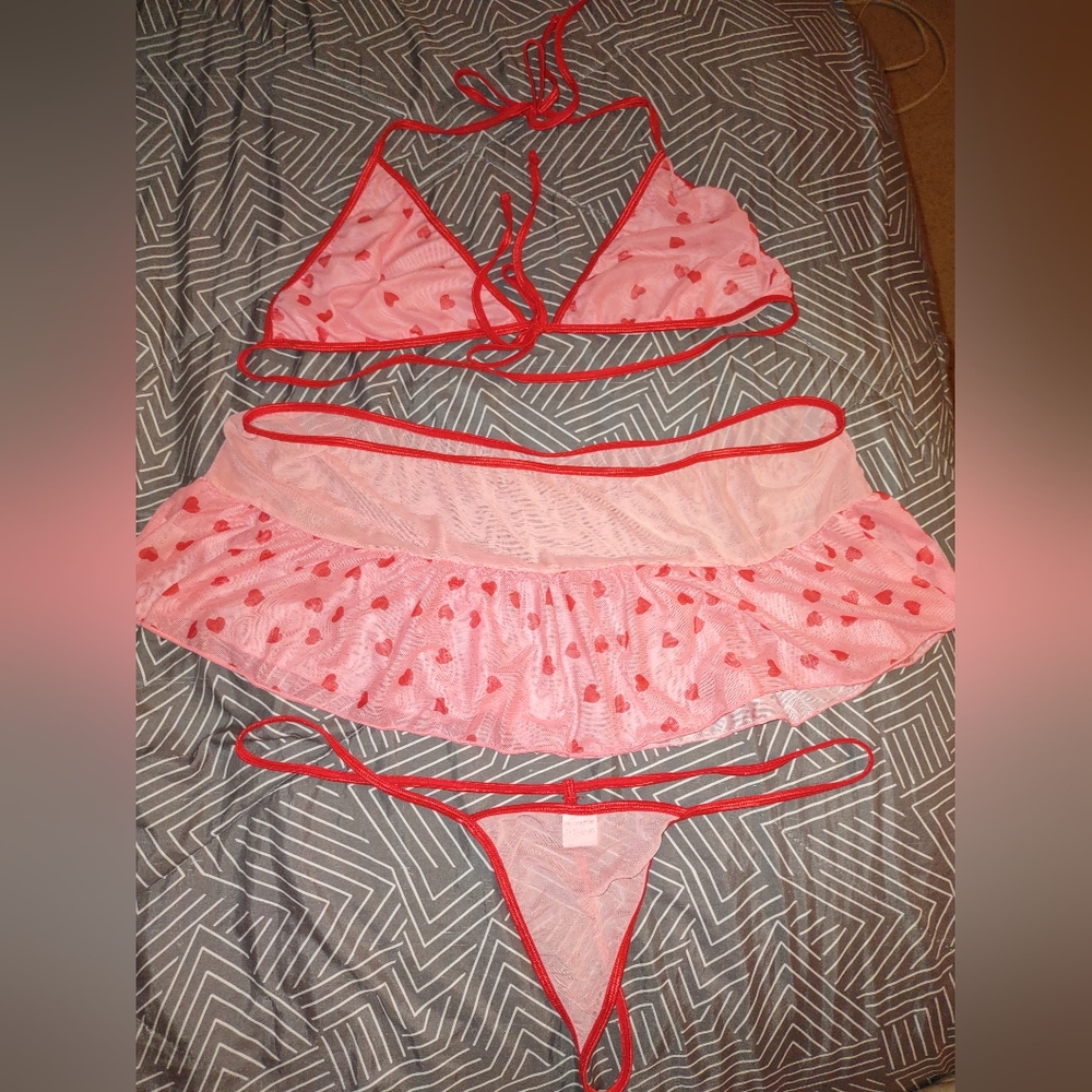 SHEIN Bra + Thong Set w/ Skirt